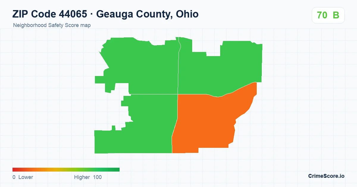 ZIP Code 44065 in Geauga County, Ohio neighborhood Safety Score map