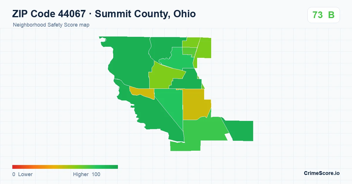 ZIP Code 44067 in Summit County, Ohio neighborhood Safety Score map