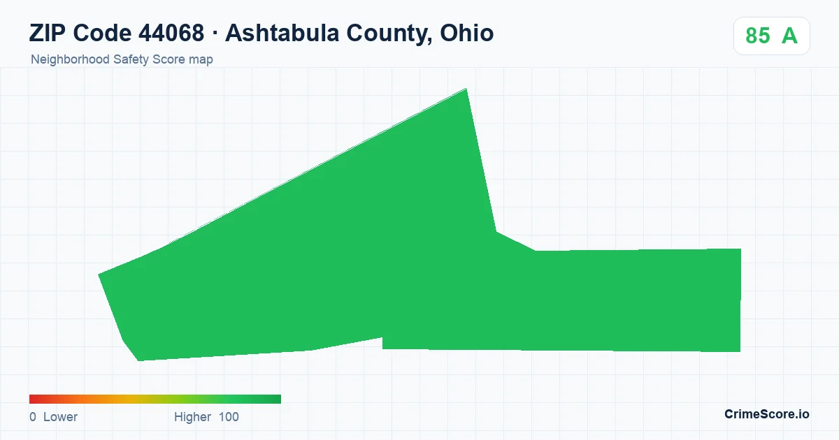 ZIP Code 44068 in Ashtabula County, Ohio neighborhood Safety Score map