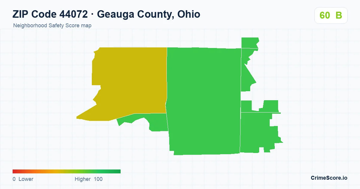 ZIP Code 44072 in Geauga County, Ohio neighborhood Safety Score map