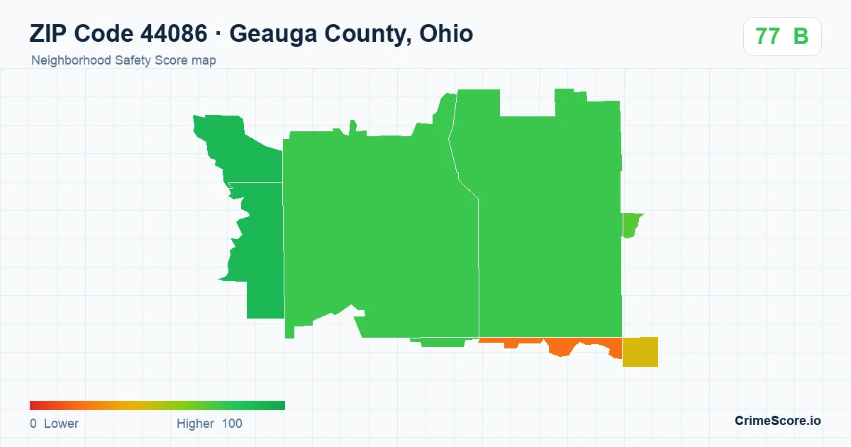 ZIP Code 44086 in Geauga County, Ohio neighborhood Safety Score map