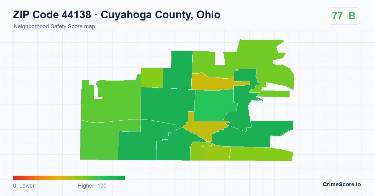 ZIP Code 44138 in Cuyahoga County, Ohio neighborhood Safety Score map