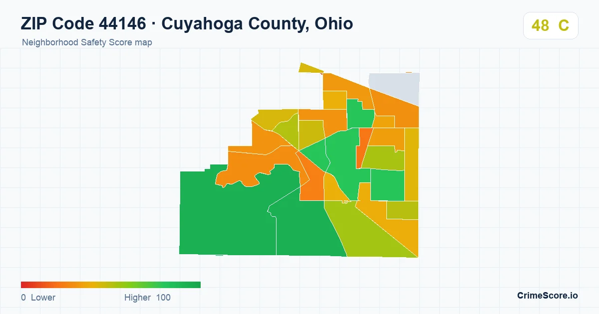 ZIP Code 44146 in Cuyahoga County, Ohio neighborhood Safety Score map