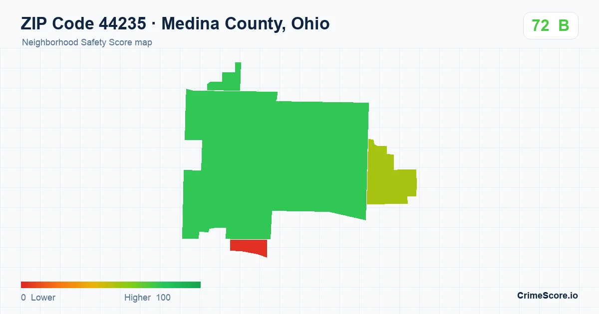 ZIP Code 44235 in Medina County, Ohio neighborhood Safety Score map