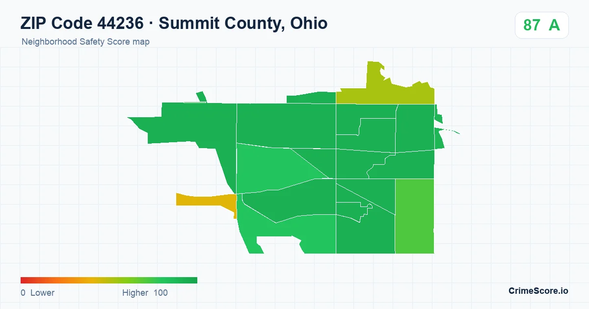ZIP Code 44236 in Summit County, Ohio neighborhood Safety Score map