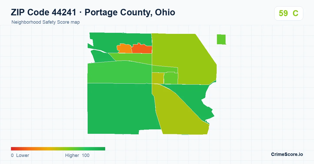 ZIP Code 44241 in Portage County, Ohio neighborhood Safety Score map