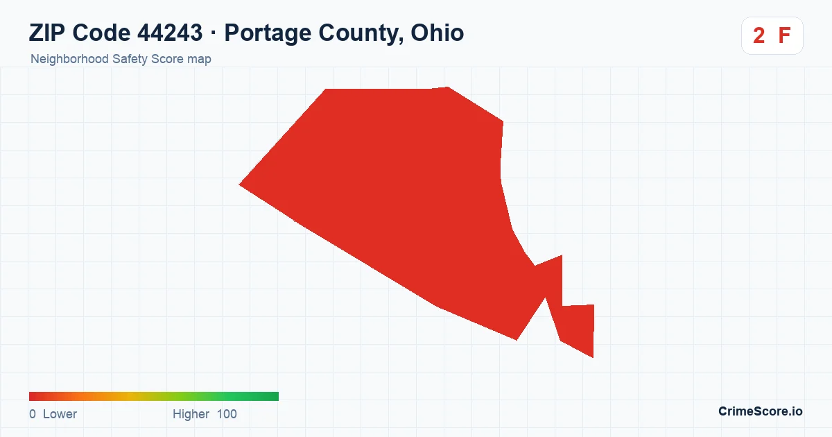 ZIP Code 44243 in Portage County, Ohio neighborhood Safety Score map