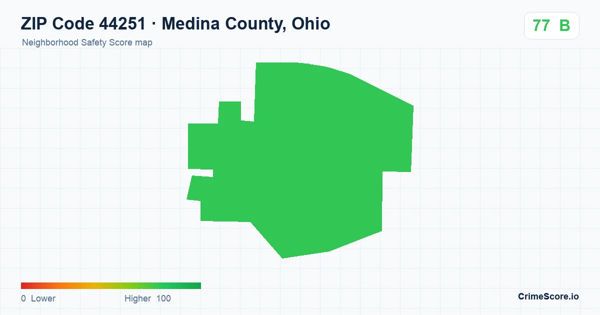 ZIP Code 44251 in Medina County, Ohio neighborhood Safety Score map