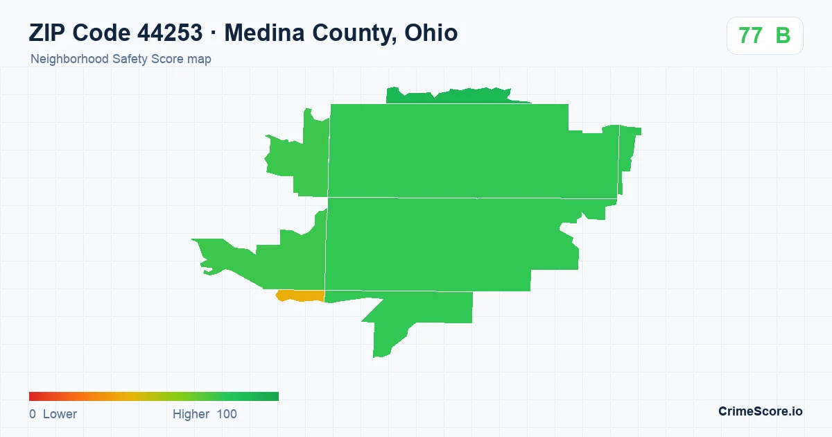 ZIP Code 44253 in Medina County, Ohio neighborhood Safety Score map