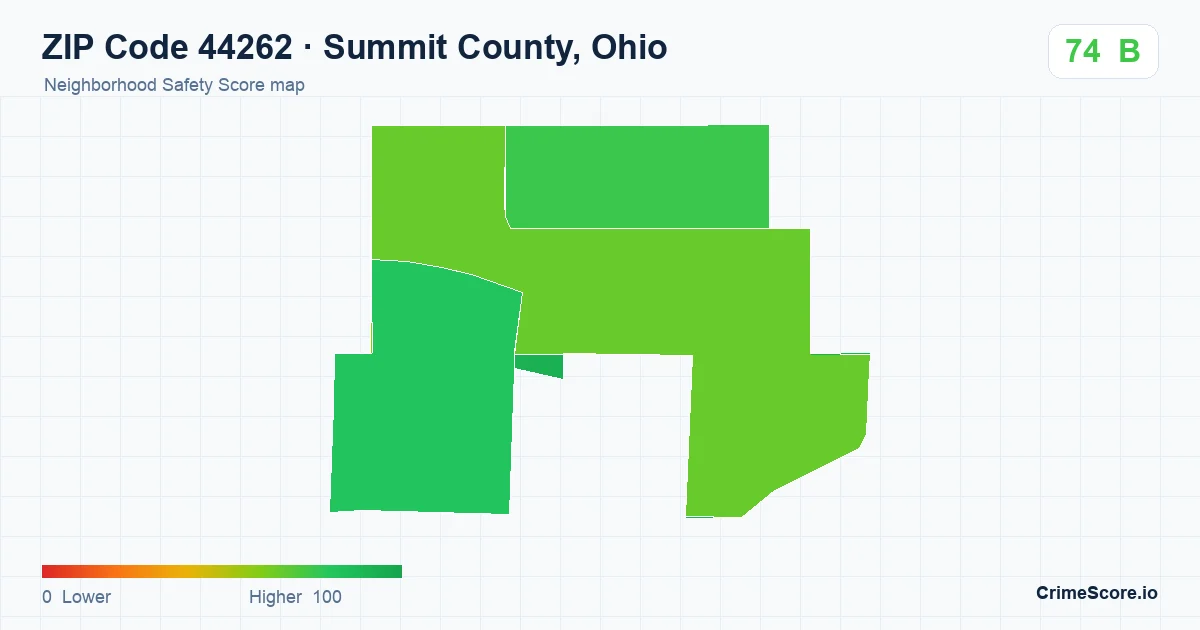 ZIP Code 44262 in Summit County, Ohio neighborhood Safety Score map