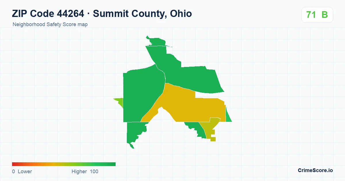 ZIP Code 44264 in Summit County, Ohio neighborhood Safety Score map