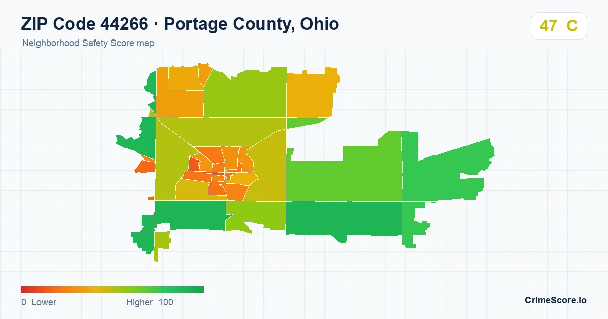 ZIP Code 44266 in Portage County, Ohio neighborhood Safety Score map
