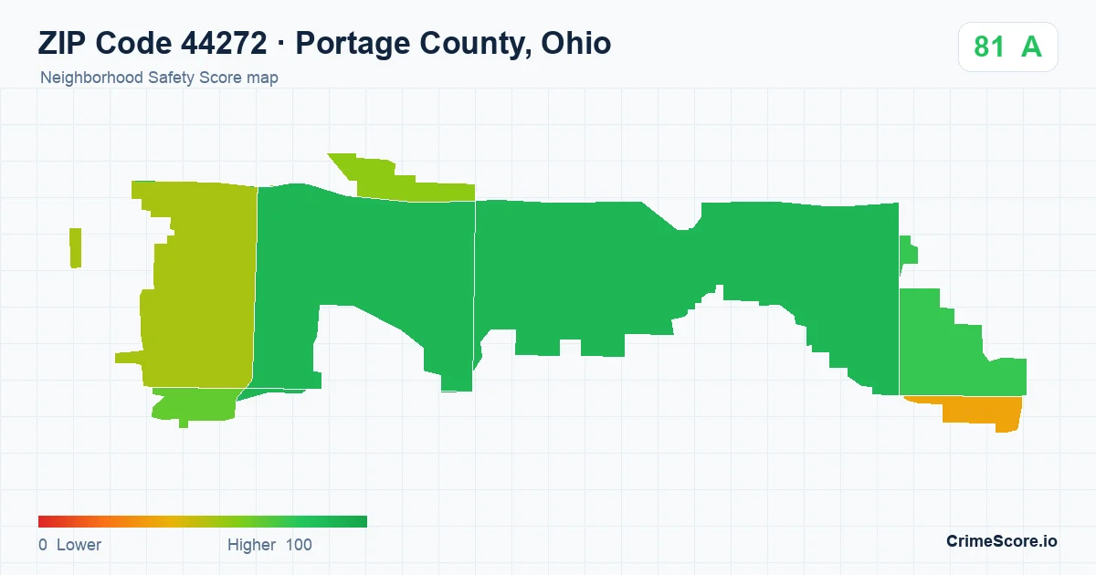 ZIP Code 44272 in Portage County, Ohio neighborhood Safety Score map