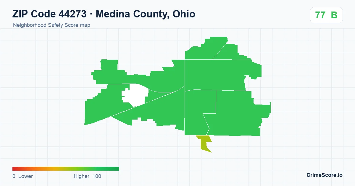 ZIP Code 44273 in Medina County, Ohio neighborhood Safety Score map