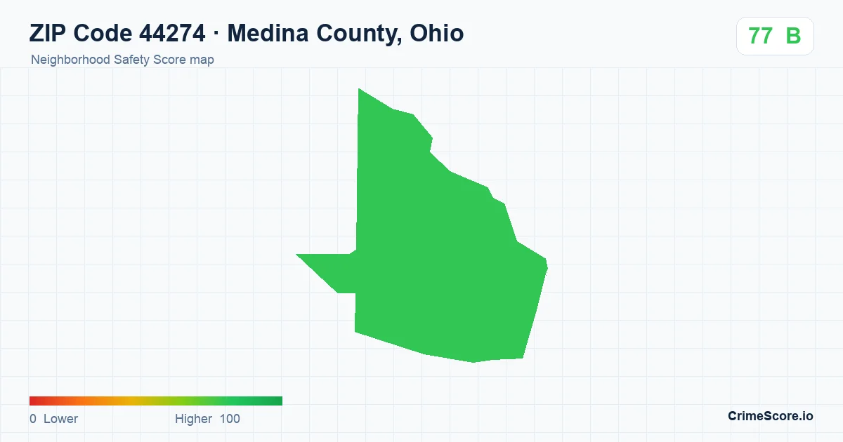 ZIP Code 44274 in Medina County, Ohio neighborhood Safety Score map