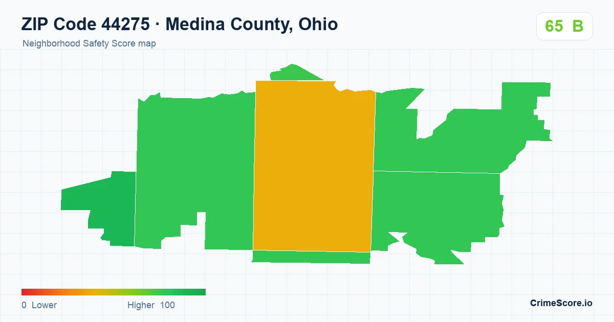 ZIP Code 44275 in Medina County, Ohio neighborhood Safety Score map