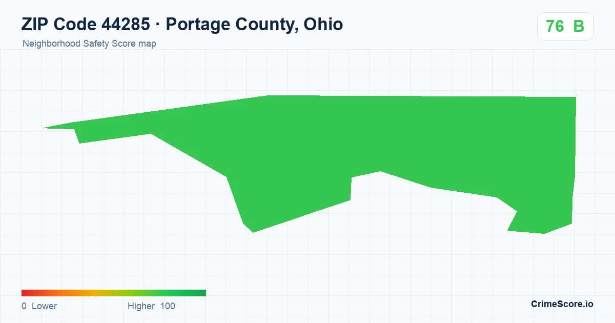 ZIP Code 44285 in Portage County, Ohio neighborhood Safety Score map