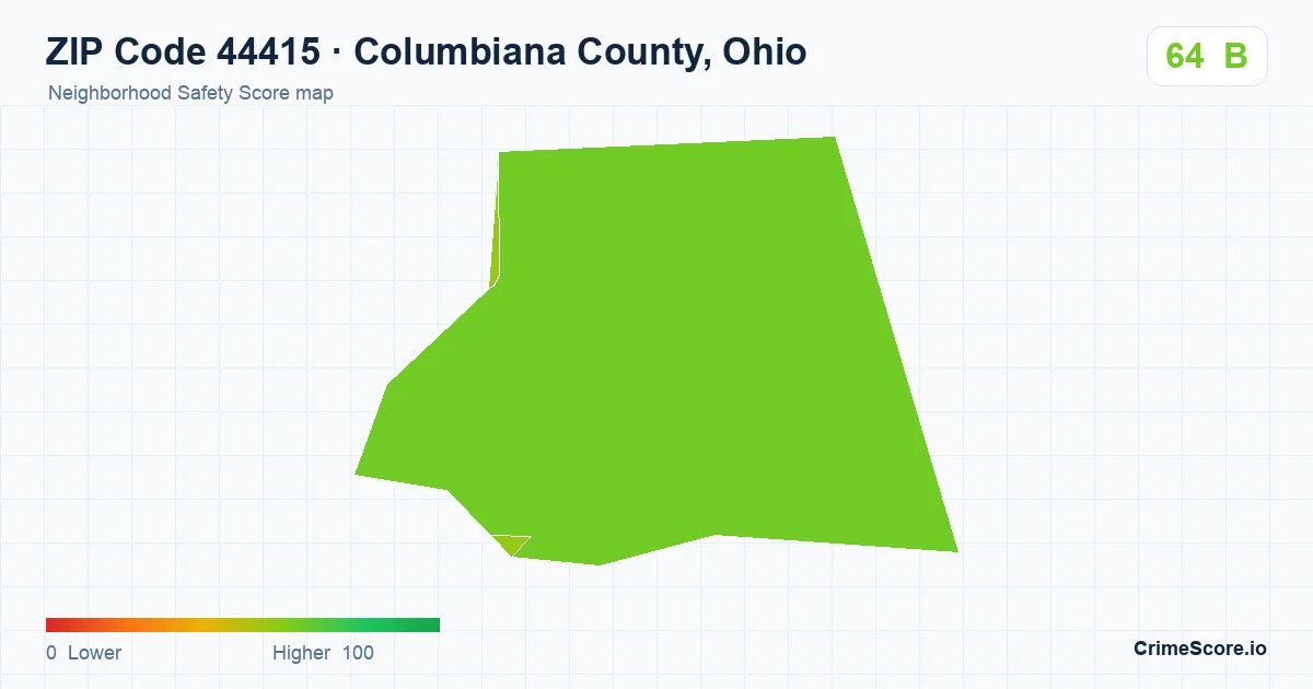 ZIP Code 44415 in Columbiana County, Ohio neighborhood Safety Score map