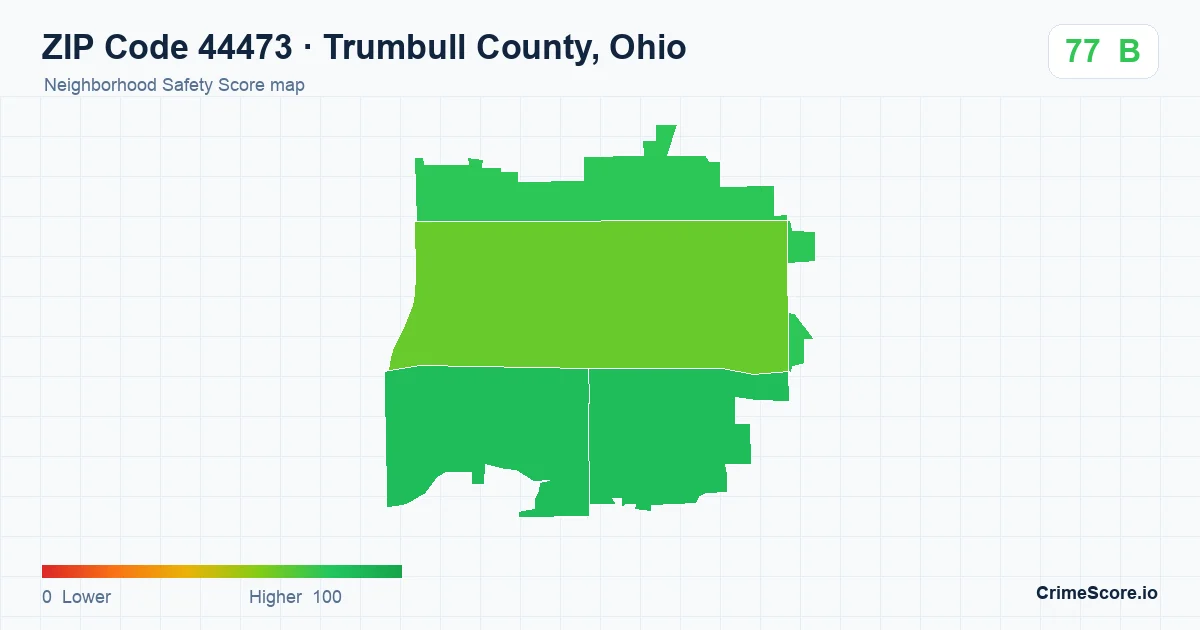ZIP Code 44473 in Trumbull County, Ohio neighborhood Safety Score map