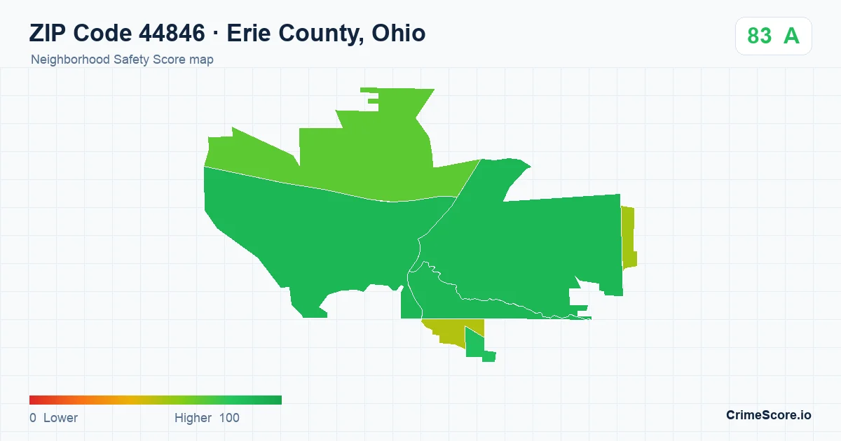 ZIP Code 44846 in Erie County, Ohio neighborhood Safety Score map