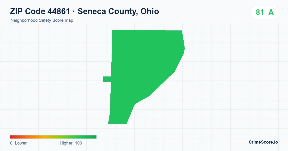 ZIP Code 44861 in Seneca County, Ohio neighborhood Safety Score map