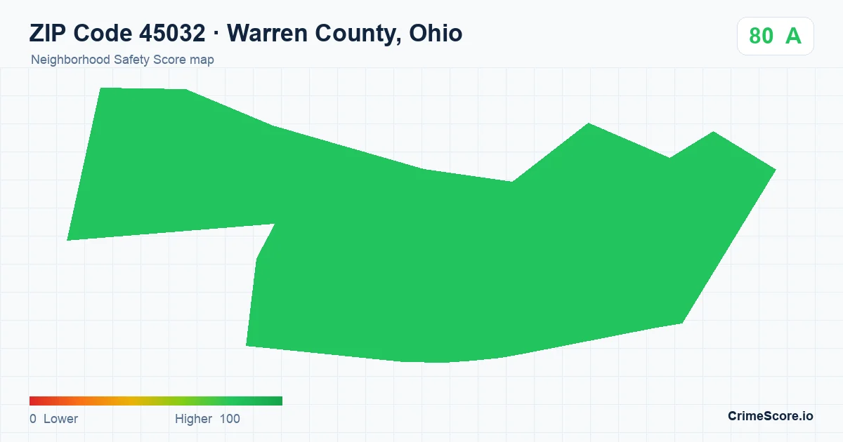 ZIP Code 45032 in Warren County, Ohio neighborhood Safety Score map