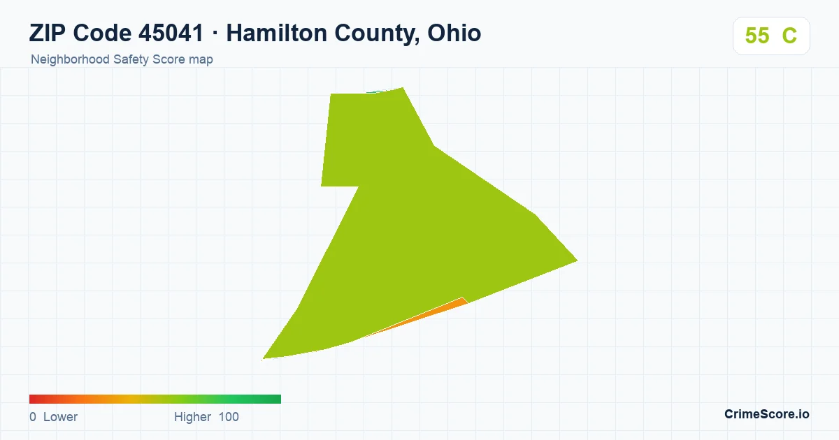 ZIP Code 45041 in Hamilton County, Ohio neighborhood Safety Score map