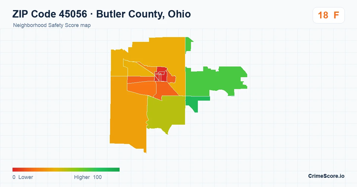 ZIP Code 45056 in Butler County, Ohio neighborhood Safety Score map