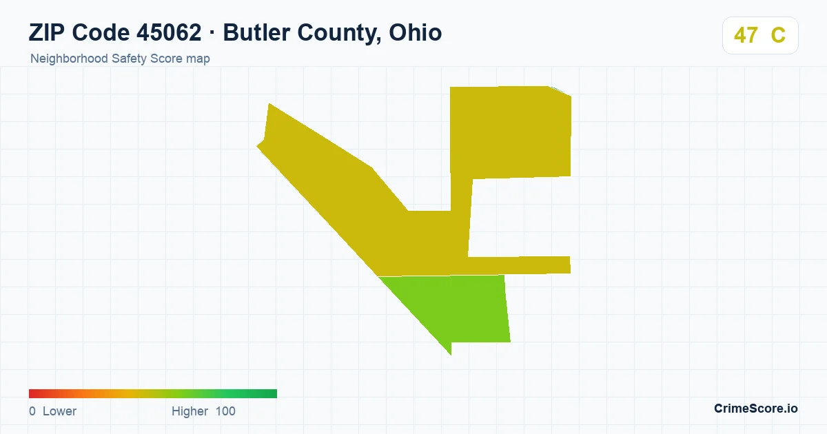 ZIP Code 45062 in Butler County, Ohio neighborhood Safety Score map