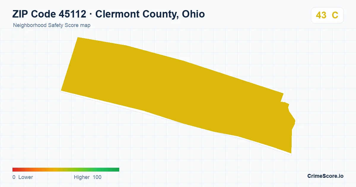ZIP Code 45112 in Clermont County, Ohio neighborhood Safety Score map