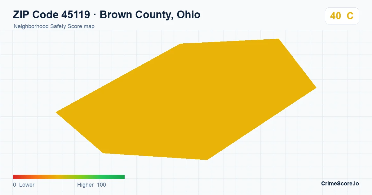 ZIP Code 45119 in Brown County, Ohio neighborhood Safety Score map