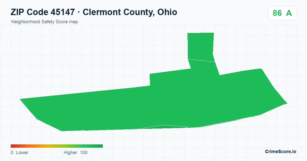 ZIP Code 45147 in Clermont County, Ohio neighborhood Safety Score map