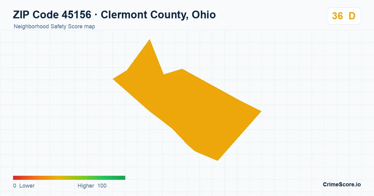 ZIP Code 45156 in Clermont County, Ohio neighborhood Safety Score map