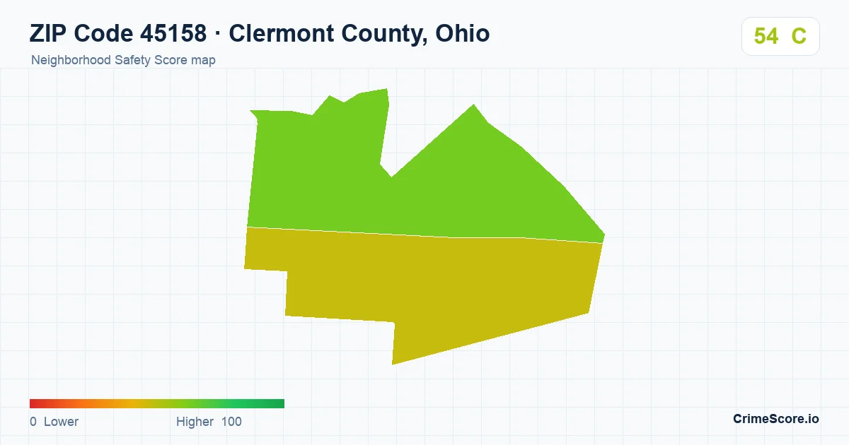ZIP Code 45158 in Clermont County, Ohio neighborhood Safety Score map