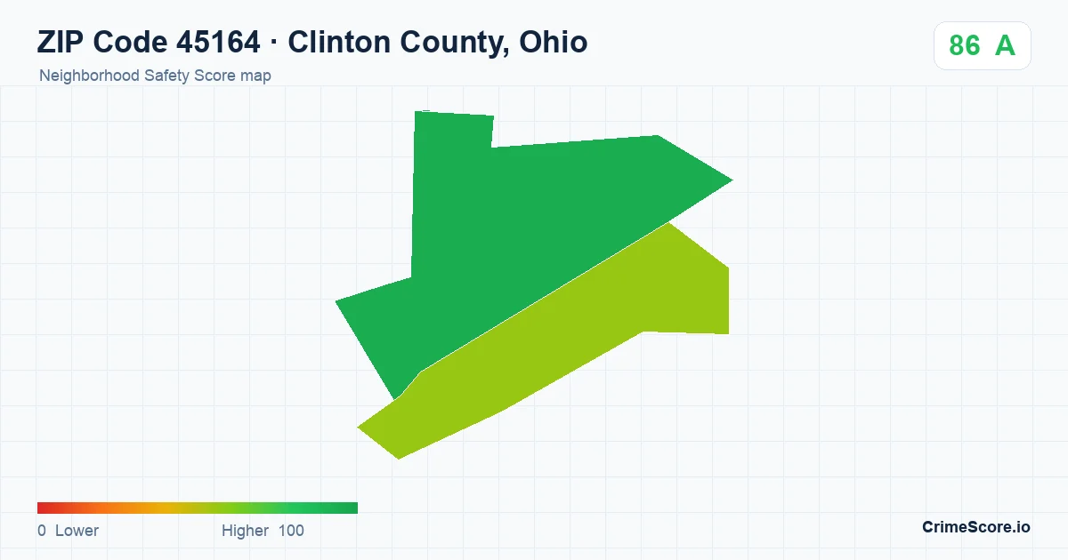 ZIP Code 45164 in Clinton County, Ohio neighborhood Safety Score map