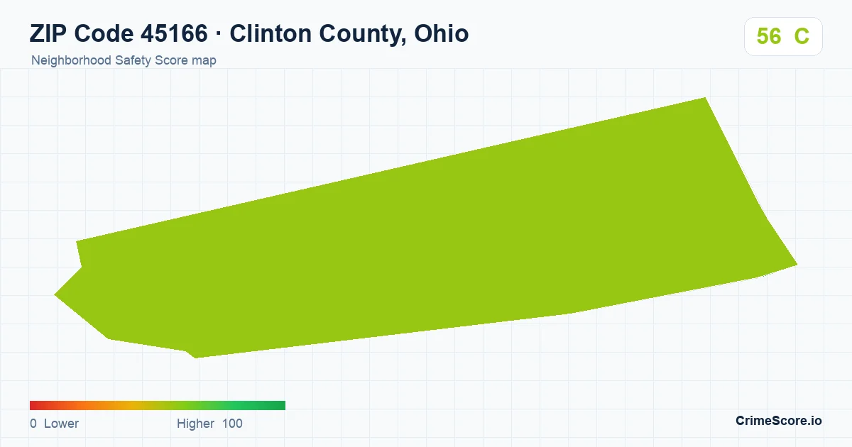 ZIP Code 45166 in Clinton County, Ohio neighborhood Safety Score map
