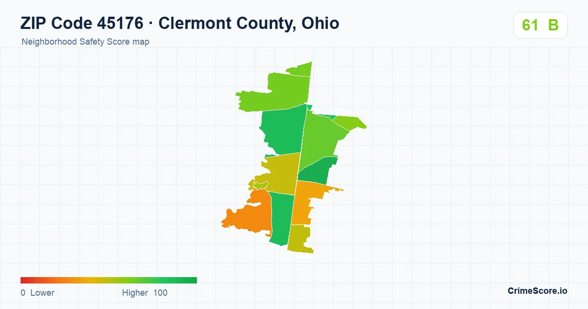 ZIP Code 45176 in Clermont County, Ohio neighborhood Safety Score map