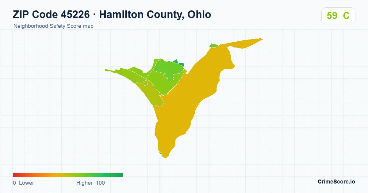 ZIP Code 45226 in Hamilton County, Ohio neighborhood Safety Score map