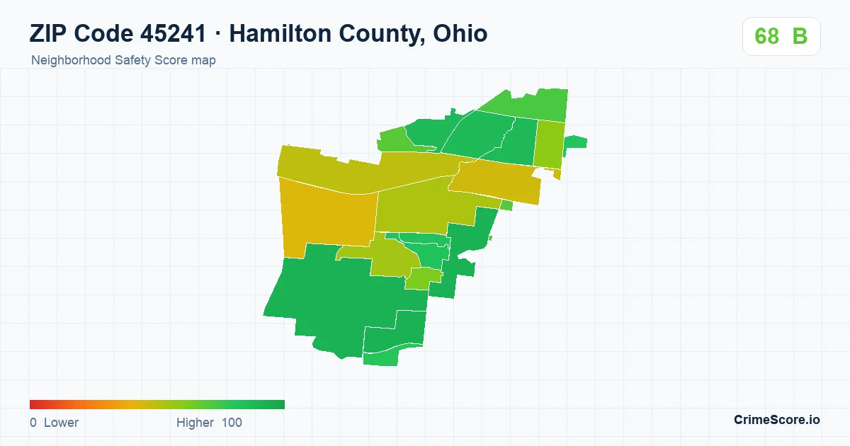 ZIP Code 45241 in Hamilton County, Ohio neighborhood Safety Score map