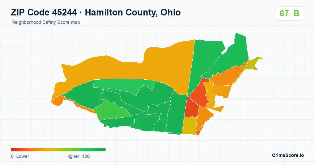 ZIP Code 45244 in Hamilton County, Ohio neighborhood Safety Score map