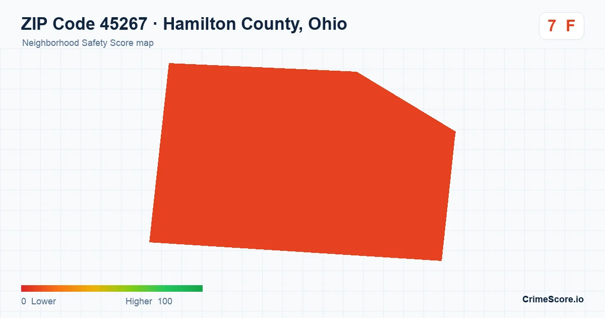 ZIP Code 45267 in Hamilton County, Ohio neighborhood Safety Score map
