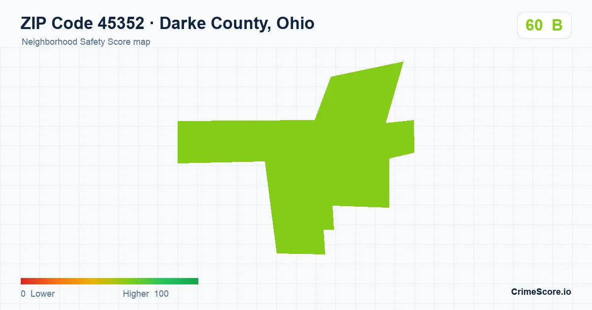 ZIP Code 45352 in Darke County, Ohio neighborhood Safety Score map