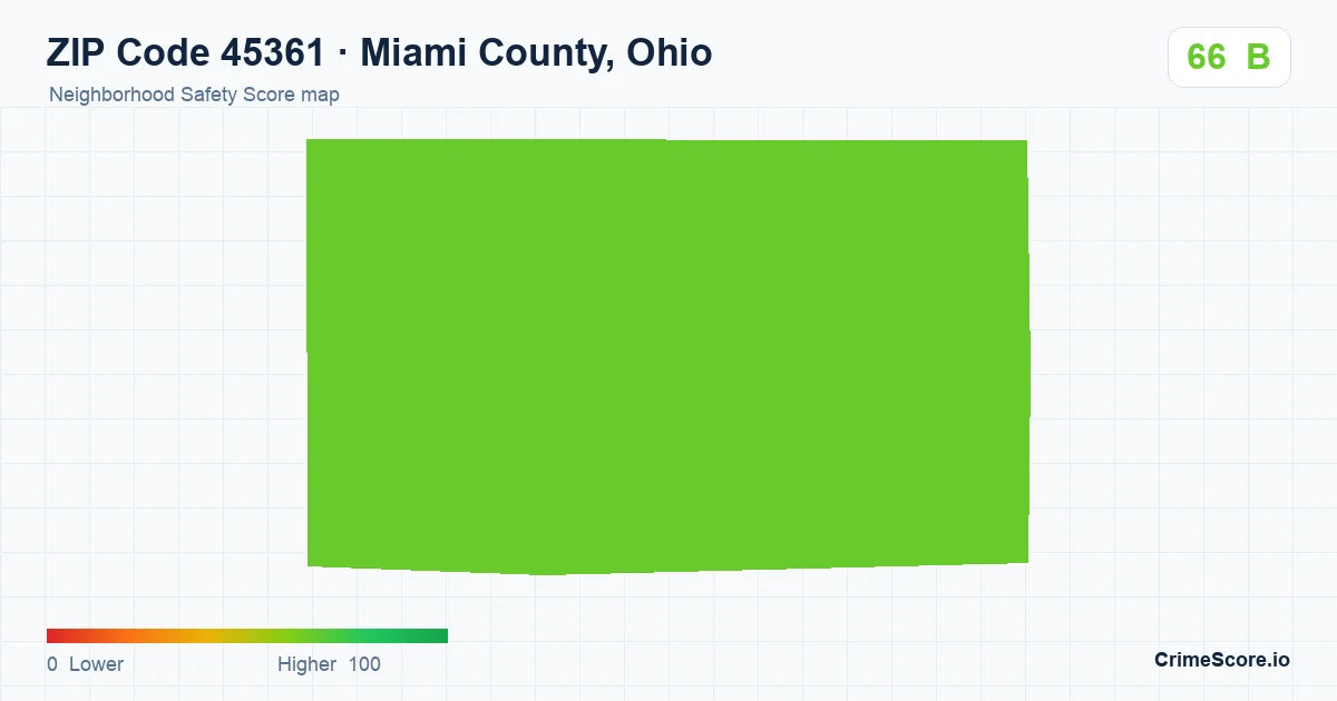 ZIP Code 45361 in Miami County, Ohio neighborhood Safety Score map