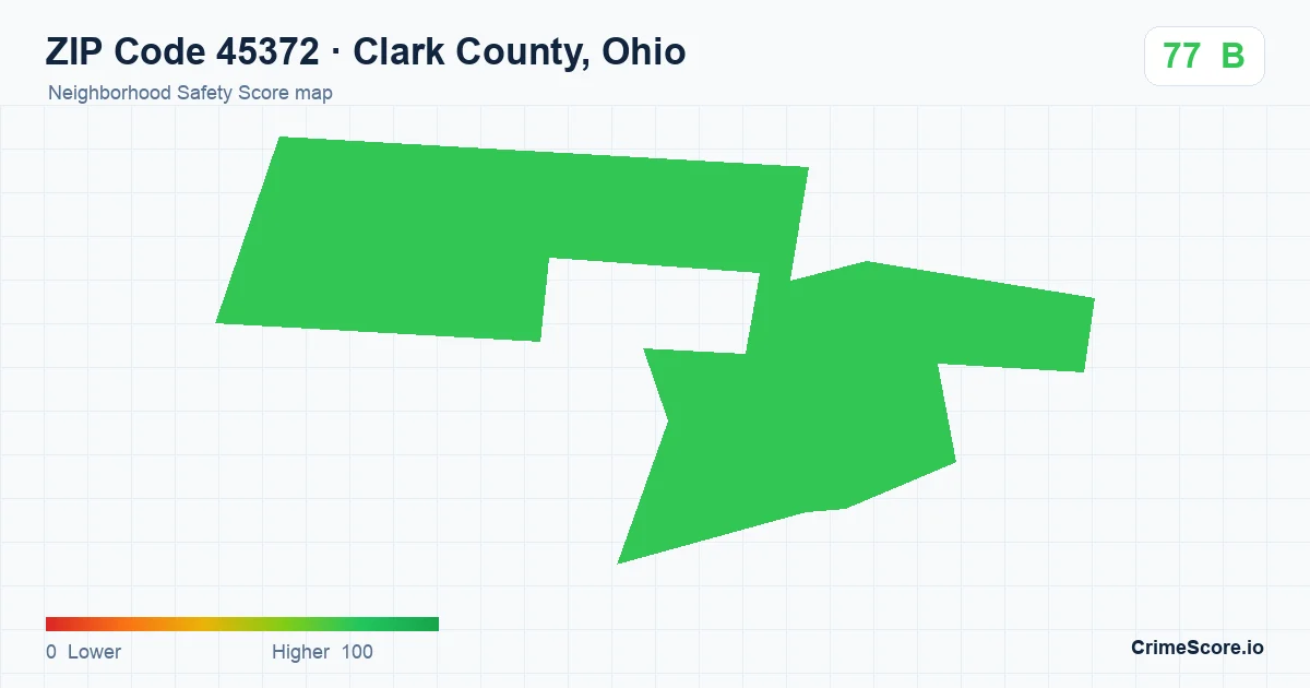 ZIP Code 45372 in Clark County, Ohio neighborhood Safety Score map