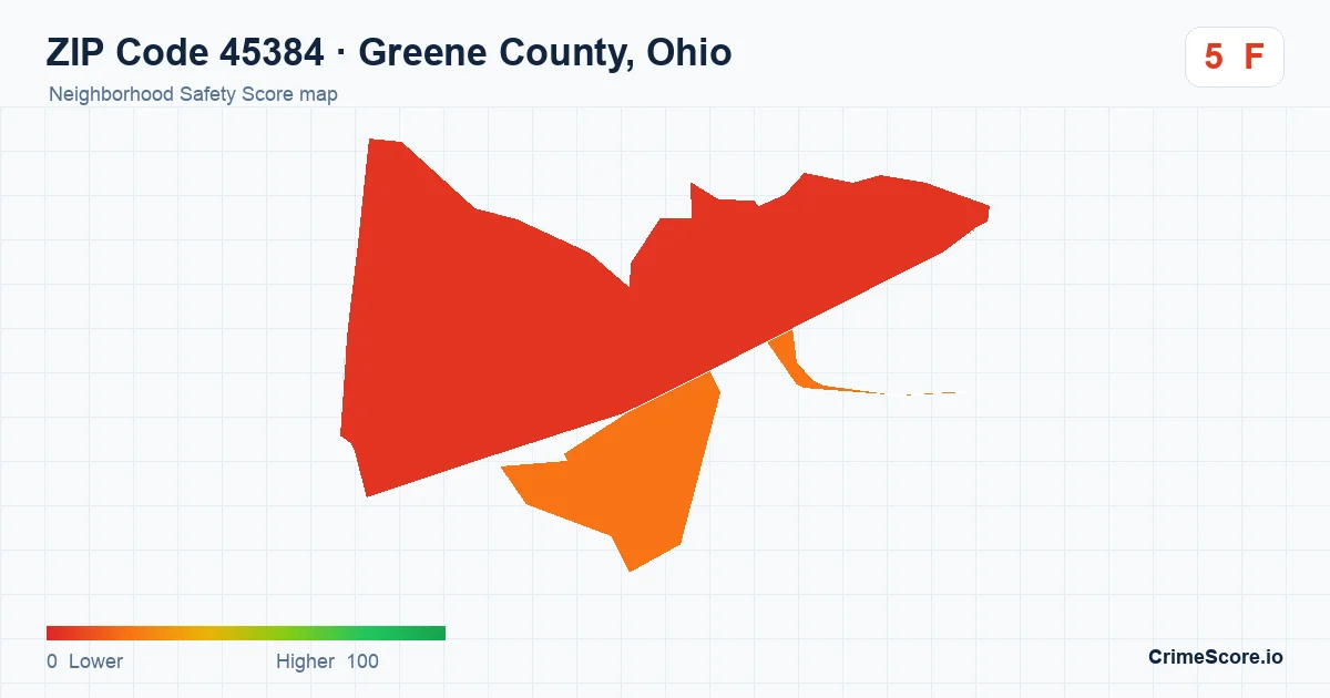 ZIP Code 45384 in Greene County, Ohio neighborhood Safety Score map