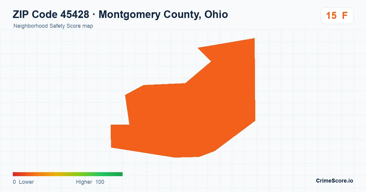 ZIP Code 45428 in Montgomery County, Ohio neighborhood Safety Score map