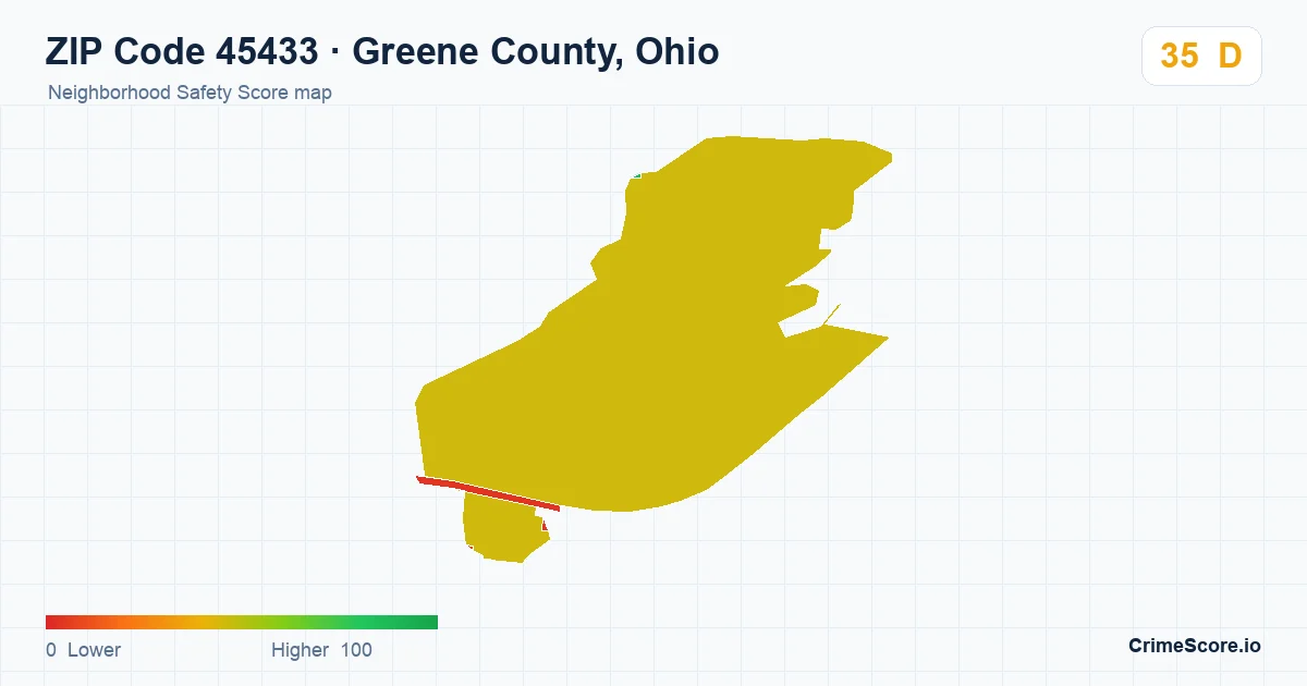 ZIP Code 45433 in Greene County, Ohio neighborhood Safety Score map