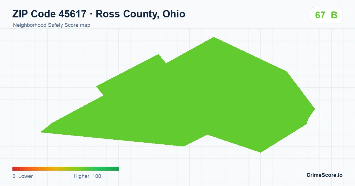 ZIP Code 45617 in Ross County, Ohio neighborhood Safety Score map
