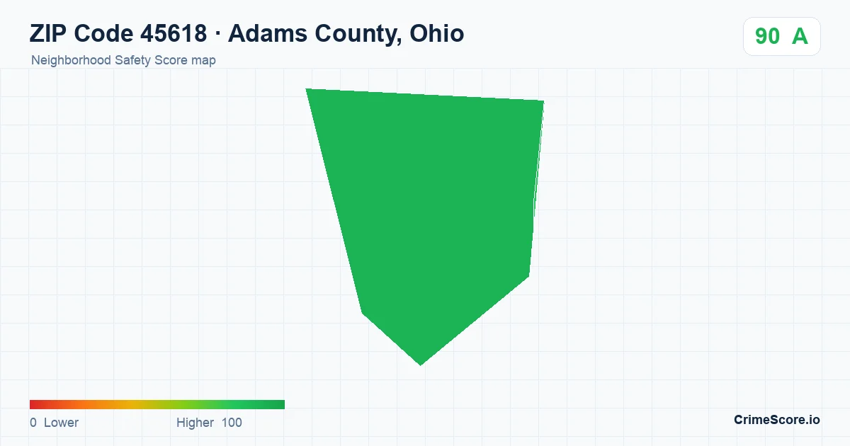 ZIP Code 45618 in Adams County, Ohio neighborhood Safety Score map