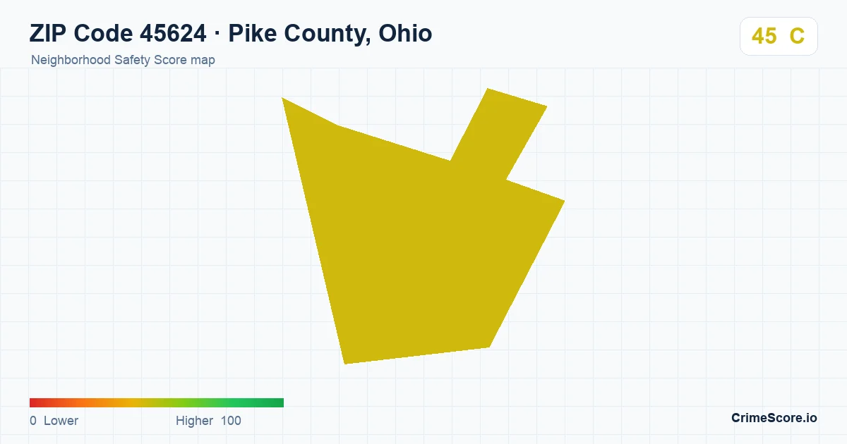 ZIP Code 45624 in Pike County, Ohio neighborhood Safety Score map